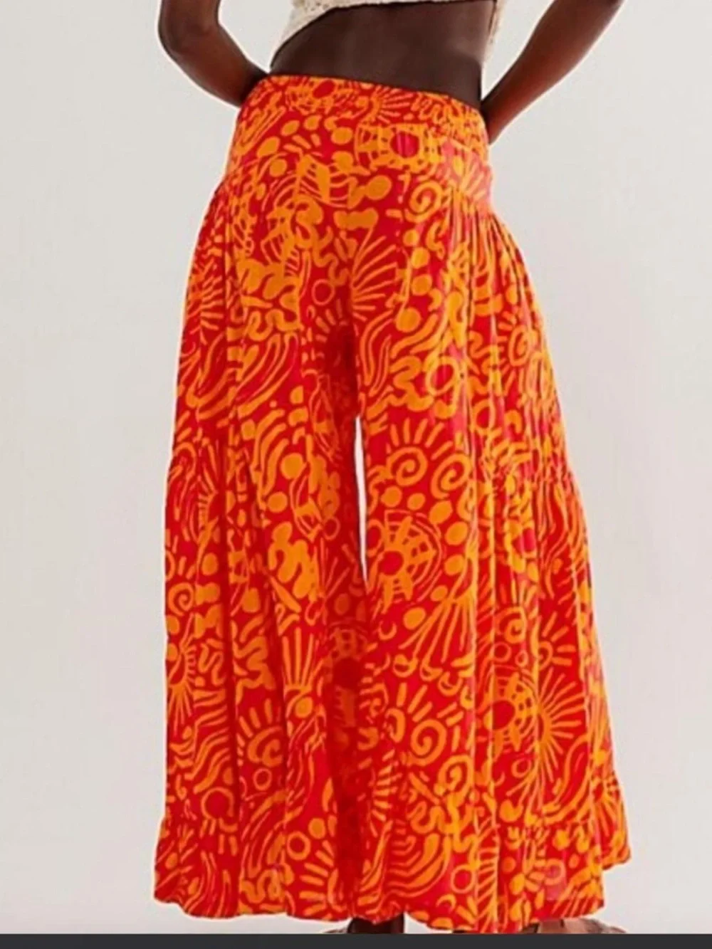 Free People Dawn On Me Wide Leg Printed Pants - Picture 2 of 6